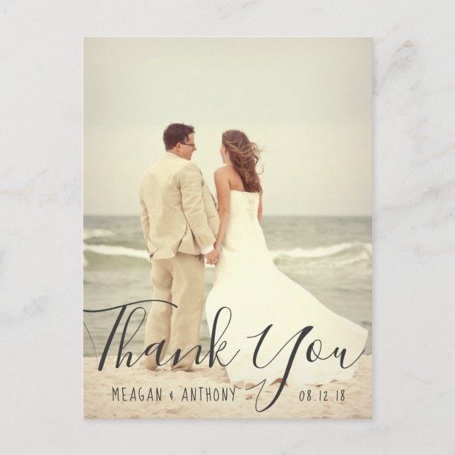 Create Your Own Wedding Photo Thank You Postcard (Front)