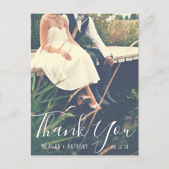 Create Your Own Wedding Photo Thank You Postcard (Front)