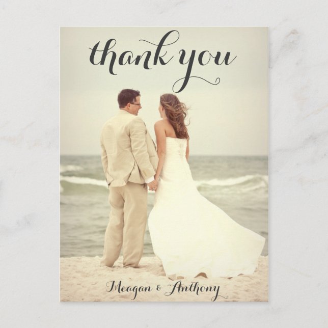 Create Your Own Wedding Photo Thank You Postcard (Front)