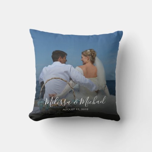 Create your own wedding photo wedding keepsake throw pillow