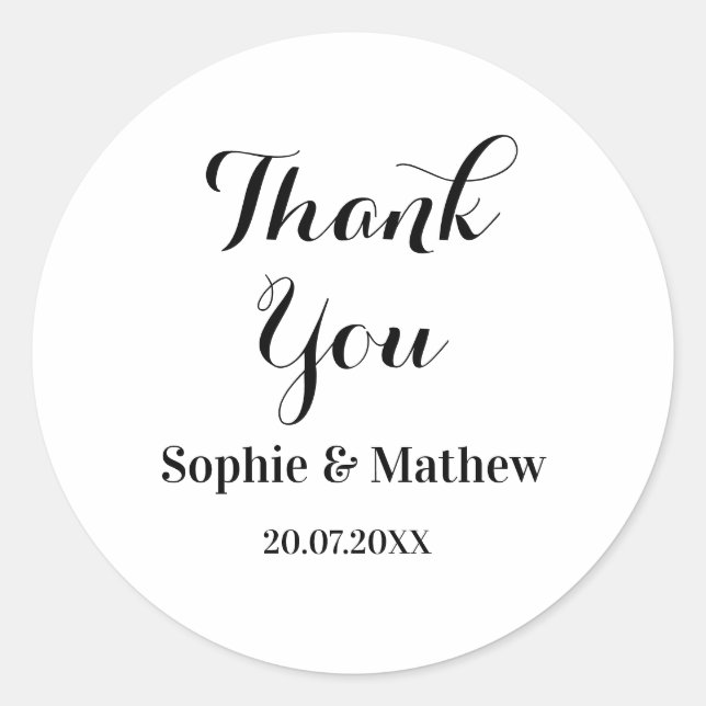 Create Your Own Wedding Thank You Classic Round Sticker (Front)