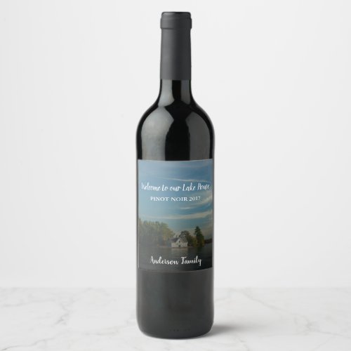 Create your own welcome family lake summer house wine label