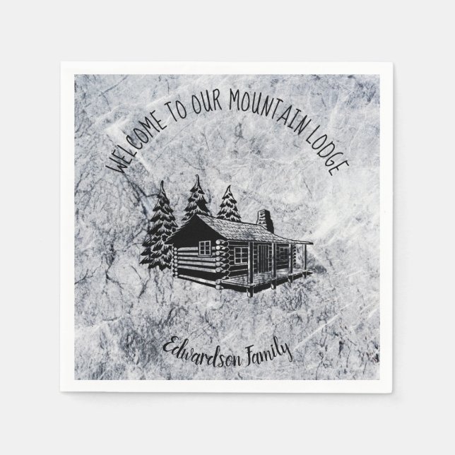 Create your own Welcome mountain family lodge rock Napkins (Front)