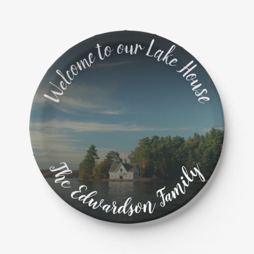 Create your own welcome to our lake house family paper plates