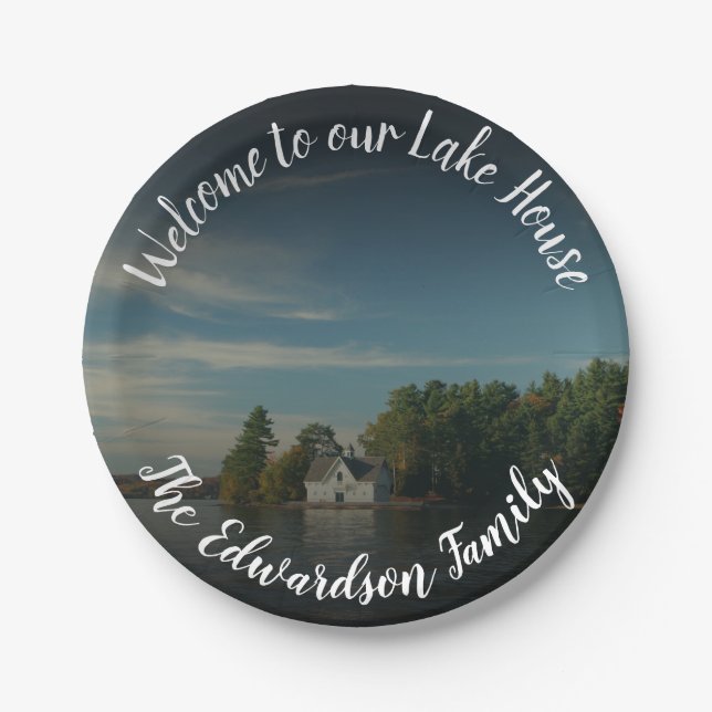 Create your own welcome to our lake house family paper plates (Front)