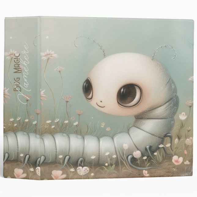 Create Your Own Whimsical Caterpillar Meadow 3 Ring Binder (Front/Spine)