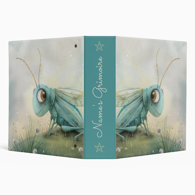 Create Your Own Whimsical Grasshopper Meadow 3 Ring Binder (Background)