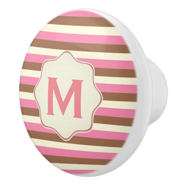 Create Your Own - Whimsical Neapolitan Stripes Ceramic Knob (Right)
