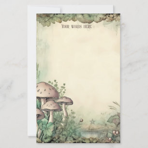 Create Your Own Whimsical Pink Mushrooms Stationery