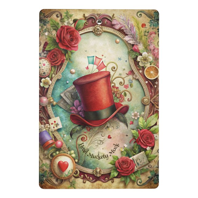Create Your Own Whimsical Red Top Hat Mini Clipboard (Back)