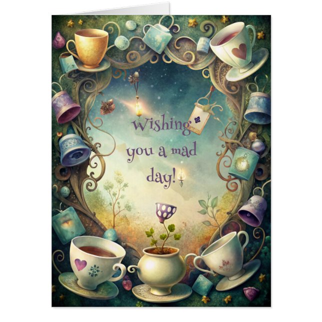 Create Your Own Whimsical Tea Party Madness Card (Front)