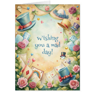 Create Your Own Whimsical Top Hats Yellow & Blue Card