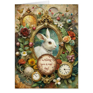 Create Your Own Whimsical White Rabbit Lady Card