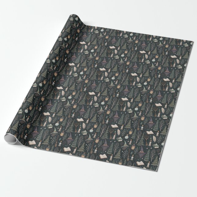 Create Your Own Whimsical Wizard Nature Magic Wrapping Paper (Unrolled)