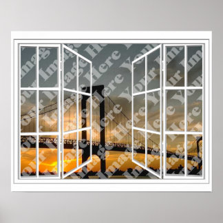Create Your Own White 24 Pane Open Window Poster