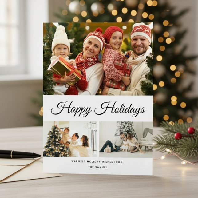 Create Your Own White Background 3 Photo Collage Holiday Card (Creator Uploaded)