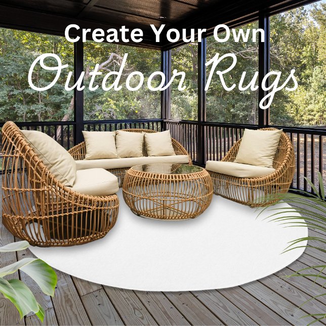 Create Your Own White Blank Business Company Round Outdoor Rug (Creator Uploaded)