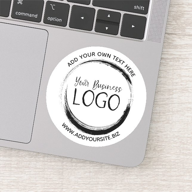 Create Your Own White Business Logo Circle Sticker (Detail)