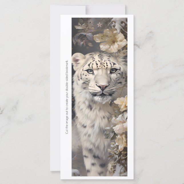Create Your Own White Cheetah Roses Bookmark Card (Front)