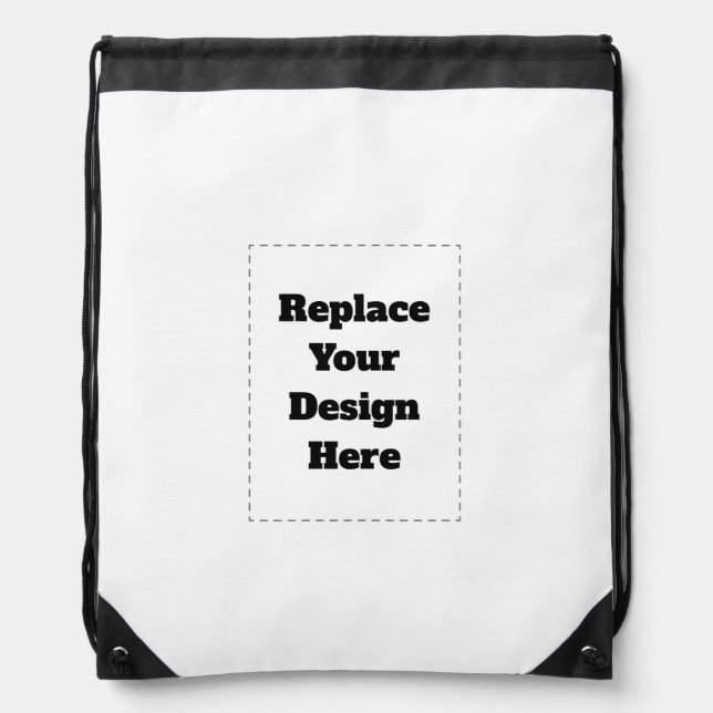 Create Your Own white  Drawstring Bag (Front)
