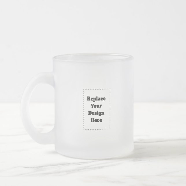 Create Your Own white  Frosted Glass Coffee Mug (Left)