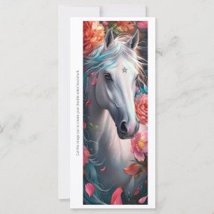 Create Your Own White Horse Floral Bookmark Card