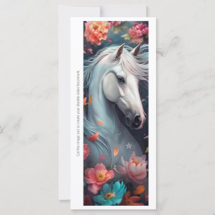 Create Your Own White Horse Roses Bookmark Card