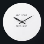 Create Your Own white Large Clock<br><div class="desc">This design is minimalist style which can be easily updated with your photo and text. If you need any help please contact me using the massage button below and I will be happy to help.</div>