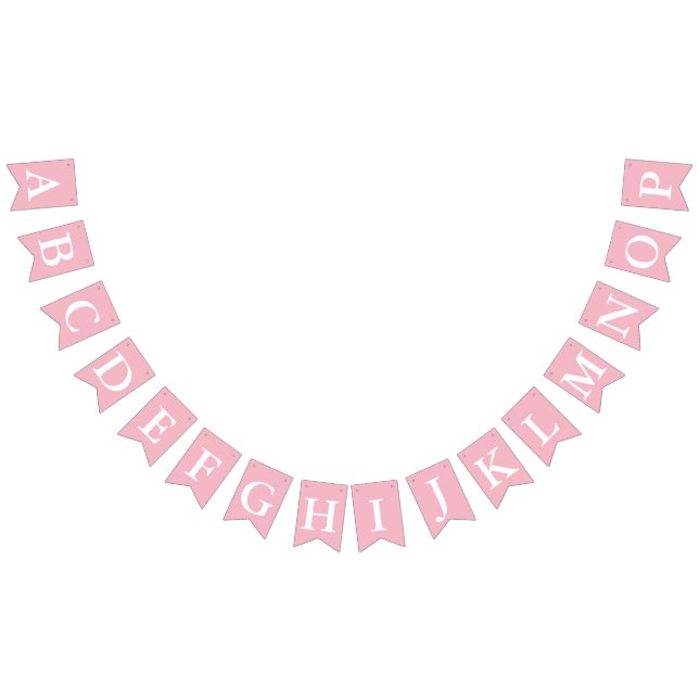 Create Your Own White Letter Pink Background Bunting Flags (All)