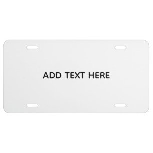 Create Your Own White  License Plate