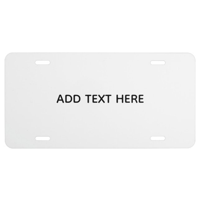 Create Your Own White  License Plate (Front)
