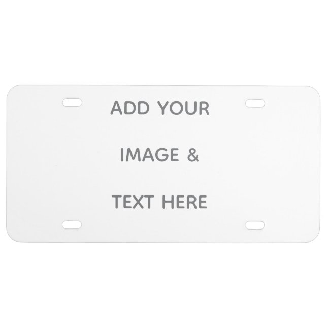 Create Your Own white  License Plate (Front)