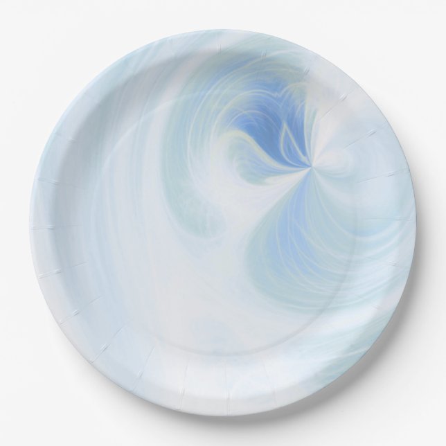 Create Your Own White Light Swirls - Blue Paper Plates (Front)