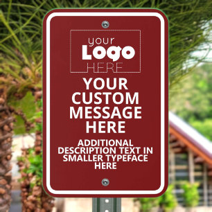 Create Your Own White Logo / Maroon Custom Parking Metal Sign