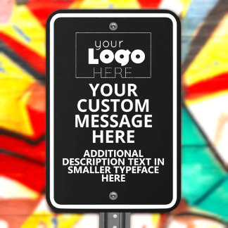Create Your Own White Logo On Black Custom Parking Metal Sign