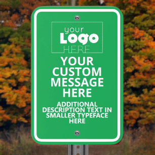 Create Your Own White Logo on Green Custom Parking Metal Sign