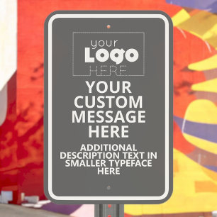 Create Your Own White Logo on Grey Custom Parking Metal Sign