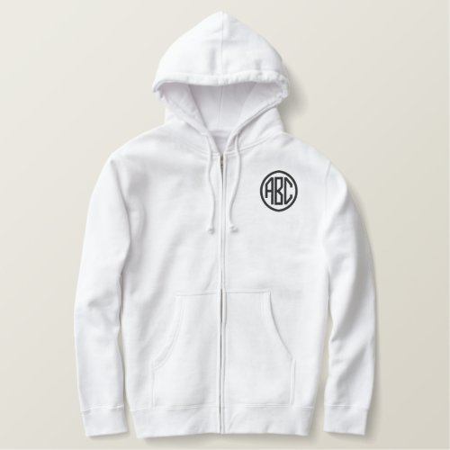 Create Your Own White Mens Embroidered Zip Hoodie