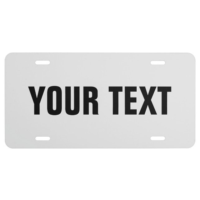 Create Your Own White Metal Aluminum License Plate (Front)