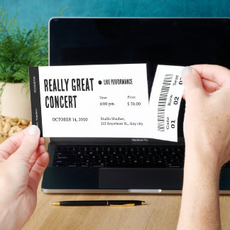 Create Your Own White Modern Event Concert Ticket