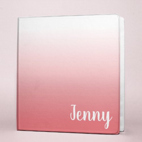 Create Your Own White Ombre Personalized 3 Ring Binder