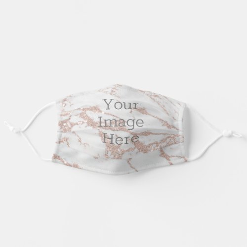 Create Your Own White Rose Gold Glitter Faux Foil Adult Cloth Face Mask