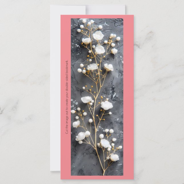 Create Your Own White Roses Gray Bookmark Card (Front)
