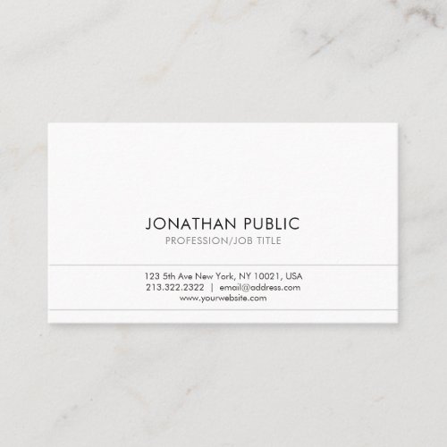 Create Your Own White Simple Plain Modern Elegant Business Card