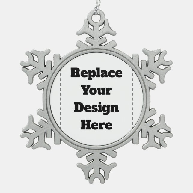 Create Your Own white  Snowflake Pewter Christmas Ornament (Front)