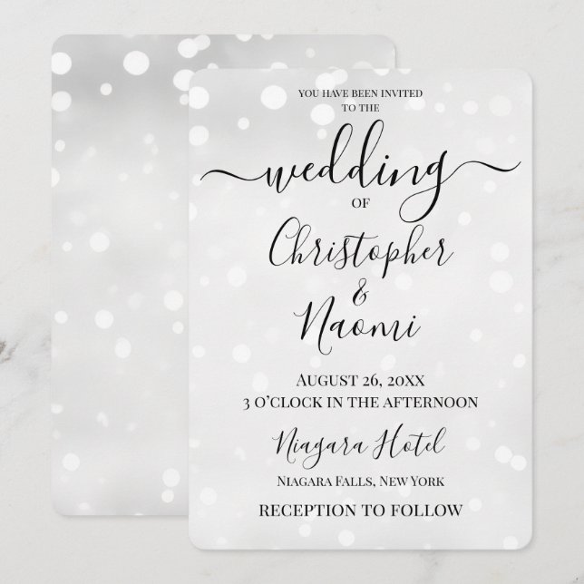 Create Your Own White Specks Wedding Invitation (Front/Back)
