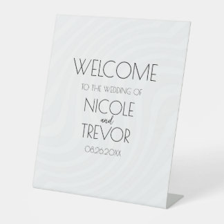 Create Your Own White Waves Custom Wedding Welcome Pedestal Sign