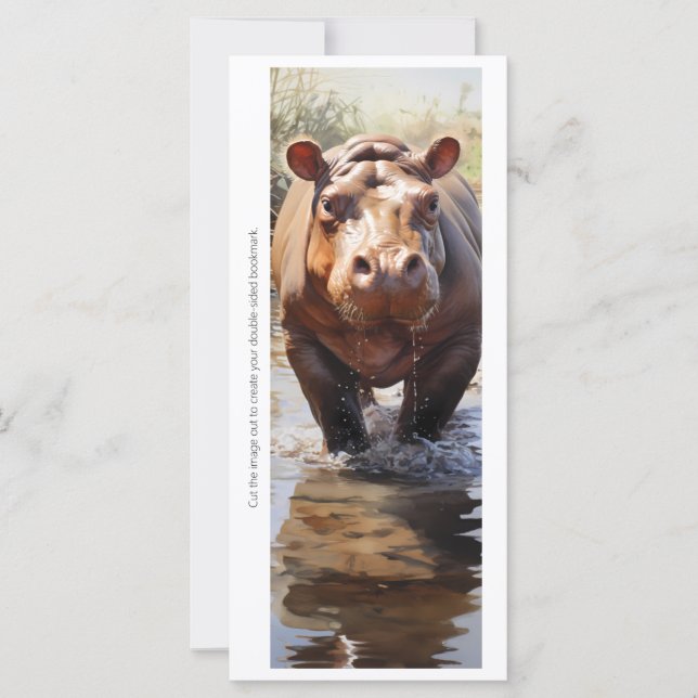 Create Your Own Wild Hippopotamus Bookmark Card (Front)