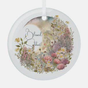 Create Your Own Wildflowers Floral Crescent Moon Glass Ornament