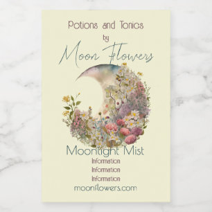 Create Your Own Wildflowers Floral Crescent Moon Wine Label